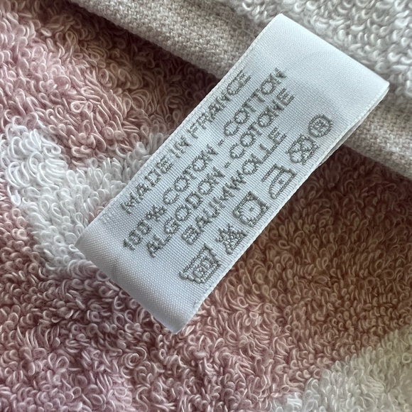 NWOT $220 Hermes Rose Lilas Pink White Towel jacquard terry 100% cotton dust bag - Picture 12 of 16